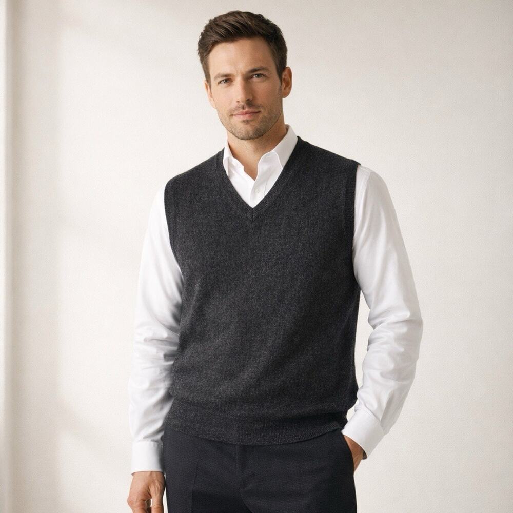 Peru Unlimited Mens Sweater Vest XL Gray V Neck Baby Alpaca Wool Blend
